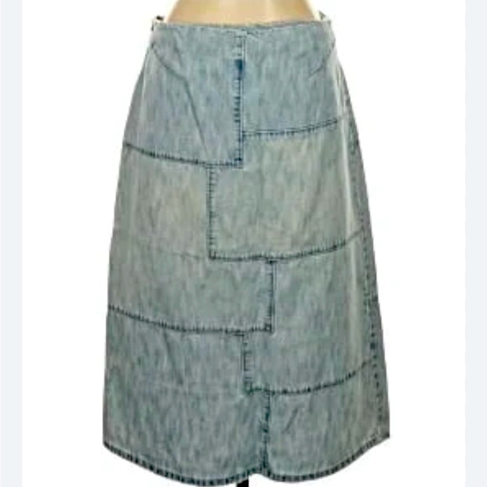 J. Crew Patchwork Denim Midi Skirt